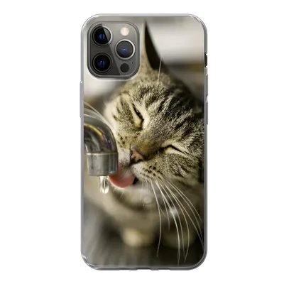 Produktbild von MuchoWow® Handyhülle Schutzhülle Hülle für iPhone 13 Pro Katze - Wasserhahn - Getränk Silikon Softcase Handy Hülle - Handy-Tasche
