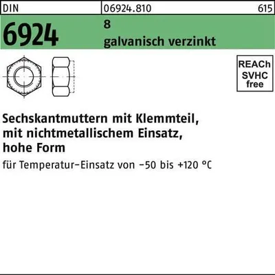 Produktbild von Reyher  Sechskantmuttern DIN 6924 8 M 24 galv. verzinkt (25 Stück)
