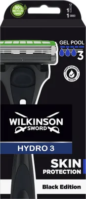 Produktbild von Wilkinson Hydro 3 Black Edition Rasierer + 1 Ersatzkopf
