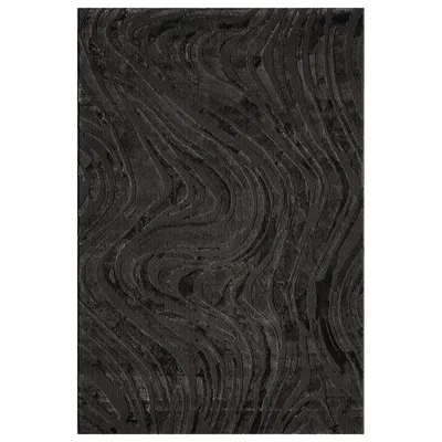Produktbild von Teppich Wohnzimmer teppich Schlafzimmer 3D Effekt modern Weich kurzflor Wellenmuster Qualitativ, Farbe:Anthrazit, Maße:200 x 290 cm