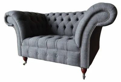 Produktbild von Chesterfield Design Sessel Grau Polster Luxus Textil Couchen 1 Sitzer