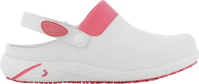 Image de Sabots de travail Safety Jogger Dany OB fuchsia, conformes à la norme EN ISO 20347:2012, ESD A SRC E, blancs, taille 39