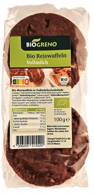 Produktbild von Biogreno Reiswaffel Vollmilchschokolade100g -