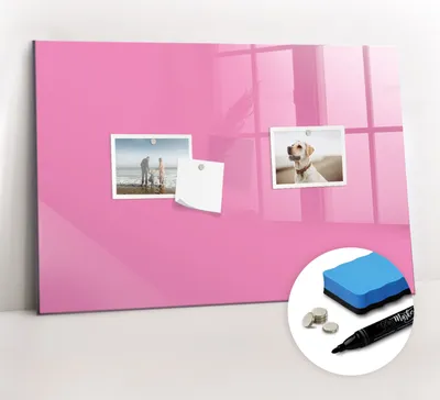 Produktbild von Magnetpinnwand Memoboard - Zubehörsatz - Schwarzer Marker + Schwamm + Magnete - 60 x 40 cm - Pinke Farbe