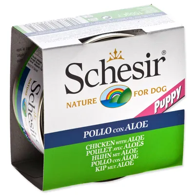 Obrázek produktu pro Schesir Dog konz. Puppy kuře/aloe 150G