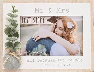 Produktbild von Celebrations - "Love Story All Because Two People Fell In Love" Steingrau Bilderrahmen WD3646 (Einheitsgröße) (Weiß)