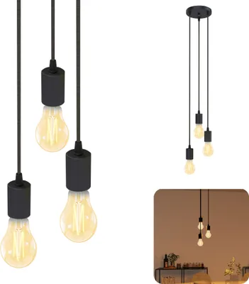 Produktbild von SSC-LUXon PARU Hängeleuchte 3-flammig Retro - Industrial Style Pendellampe inkl. Smart Home CCT LED Birnen Wifi App Steuerung