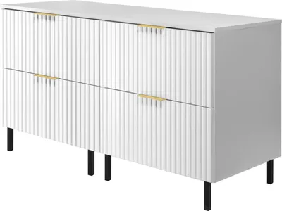 Immagine prodotto di Mobiletto, bianco opaco, 120 (2 x 60) x 77 x 46 cm, maniglia dorata, gambe nere + piano di lavoro