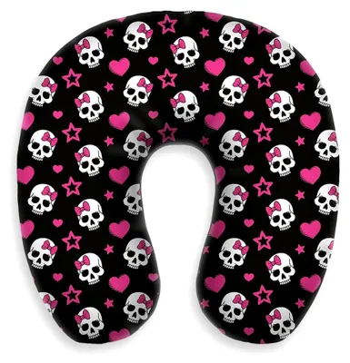 Produktbild von Nackenhörnchen mit Skull-Motiv, schwarz