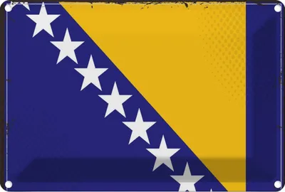Produktbild von vianmo Blechschild 12x18 cm Bosnien und Herzegowina Flagge Fahne Wappen