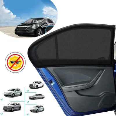 Produktbild von 2 Stück Sonnenschutz Auto, Auto UV Schutz & Hitzeschutz Sonnenschutz Auto, Universal Sonnenblende Auto Netz für Seitenfenster Fit 98% Autos