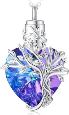 Zdjęcie produktu dla popielaty wisiorek z łańcuszkiem na prochy, włosy lub perfumy - pamiątkowa biżuteria z pojemnikiem na popiół i woreczkiem do przechowywania - Forest Heart