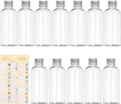 Obrázek produktu pro Malé plastové lahvičky o objemu 60 ml s víčkem, sada 12 kusů
