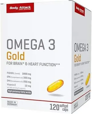 Produktbild von Body Attack Omega 3 Gold - 120 Softgelkapseln
