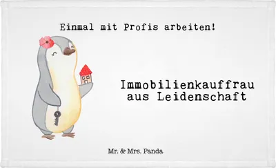Produktbild von Mr. & Mrs. Panda Handtuch Immobilienkauffrau Leidenschaft - Weiß - Geschenk, Gästetuch, Lustig, Immobilienbüro, badezimmer, Spruch, Ausbildung, Mini-Handtuch, Frotteetuch