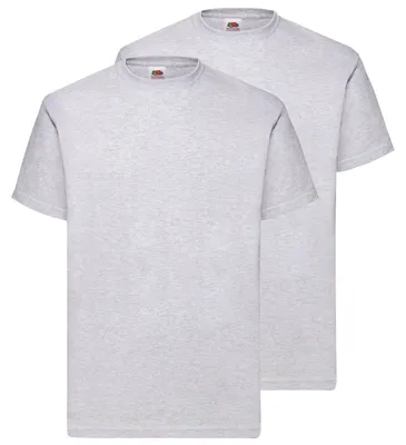 Produktbild von Doppelpack Fruit of the Loom Valueweight T-Shirt + GRATIS MyShirt Stoffbeutel Farbe: graumeliert Größe: 2XL