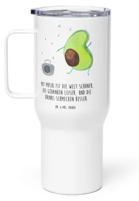 Produktbild von Mr. & Mrs. Panda thermosbecher Avocado Tanzen - Weiß - Geschenk, Teetasse, Feier, Musik, Singen, Edelstahlbecher, Urlaub, Kaffee-to-go-Becher, Thermobecher, Party