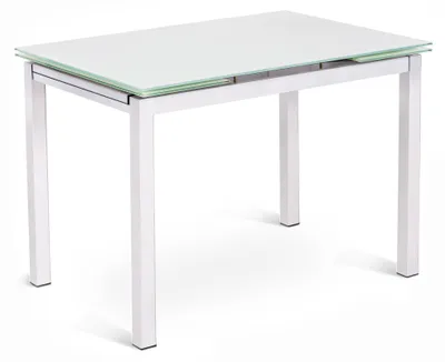 Immagine prodotto di Tavolo Allungabile 130/200x80x75 cm in Metallo con Top in Vetro Bianco