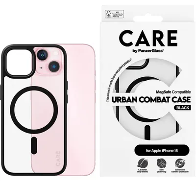Obrázok produktu pre PanzerGlass CARE™ by ® Urban Combat Case Transparent w. Black MagSafe iPhone 15, Ochranný obal, Apple, Apple - iPhone 15, 15,5 cm (6.1"), Čierna