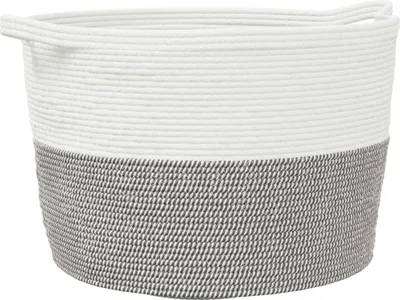 Immagine prodotto di vidaXL Cesto per biancheria grigio e bianco Ø60x36 cm in cotone