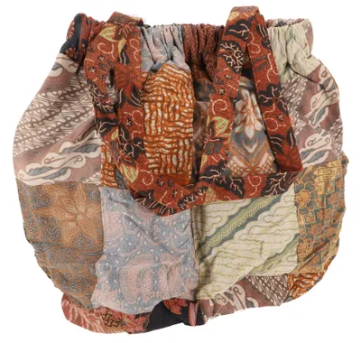 Produktbild von Hippie Tasche, Patchwork Shopper, Schultertasche - Braun, Uni - Erwachsene, Baumwolle, 40*40*13 cm, Alternative Umhängetasche, Handtasche aus Stoff