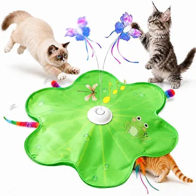 Produktbild von Interaktives Katzenspielzeug, automatisches Katzenspielzeug für Wohnungskatzen, 360° Schmetterling, Federangel, 3 Spielmodi, USB-C