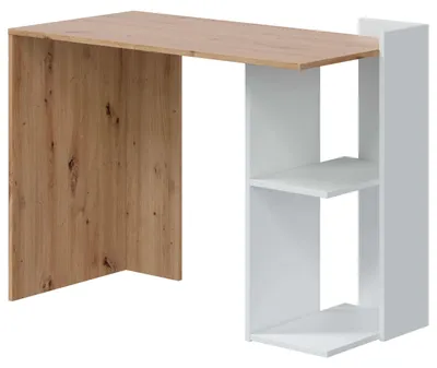 Schreibtisch mit Regalen, Eiche Nodi/Weiß, 100x78x52 cm