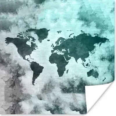 Produktbild von MuchoWow® Poster Weltkarte - Smoke - Grau 100x100 cm - Babyzimmer
