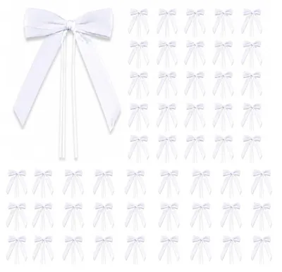 50 weiße Schleifen, 11 x 20,5 cm, Dekostoff, für Hochzeit & Party