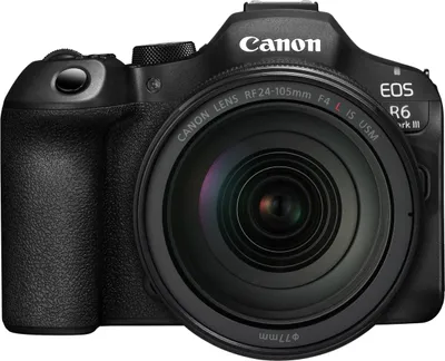 Produktbild von Canon EOS R6 Mark III + RF 24-105mm F4 L IS USM, 32,5 MP, 6960 x 4640 Pixel, CMOS, Touchscreen, 609 g, Schwarz