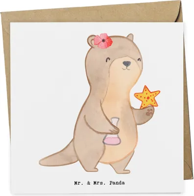 Produktbild von Mr. & Mrs. Panda Grußkarte Ozeanografin Herz - Weiß - Geschenk, Glückwunschkarte, Meeresbiologe, faltkarte, Studium, Naturwissenschaftler, anlasskarte, doppelkarte