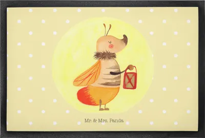 Produktbild von Mr. & Mrs. Panda Vorleger Glühwürmchen 50 x 75 cm - Gelb Pastell - Geschenk, teppichmatte, Schmutzmatte, fußmatte, Lustige Sprüche, Heiratsantrag, Fussmatte, Liebe