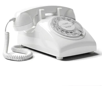 Zdjęcie produktu dla Opis: Retro telefon stacjonarny z obrotową tarczą – klasyczny telefon stacjonarny, mechaniczny dzwonek metalowy i styl vintage, kompatybilny z nowoczesnymi routerami (FritzBox itp.) – biały