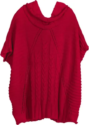 Produktbild von styleBREAKER Damen Strick Poncho mit Zopfmuster, Ärmel und Schalkragen 08010054