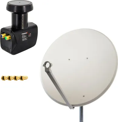 Produktbild von PremiumX SAT Anlage 100cm Antenne Aluminium Twin LNB 4x F-Stecker