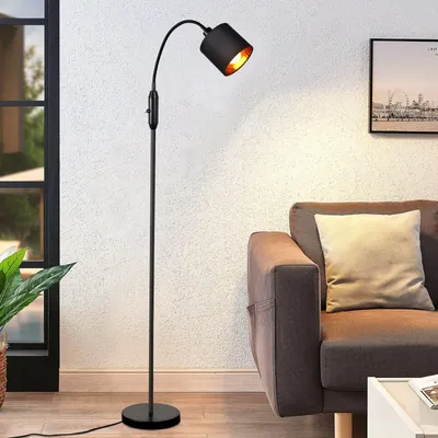 Image de ZMH Lampadaire Salon Vintage Noir Lampadaire Tissu Arc 360° Pivotant Moderne avec Interrupteur à Pied E14 Lampadaire Métal Design Lampadaire pour Chambre Bureau