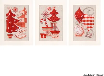 Produktbild von Vervaco Grußkarte, Zählstich-Set Weihnachtsmotive 3er-Set.