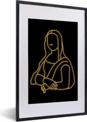 Produktbild von MuchoWow® MuchoWow® Gerahmtes Poster Mona Lisa - Leonardo da Vinci - Gold 40x60 cm - Poster mit zchwarzem Bilderrahmen - Poster in Rahmen