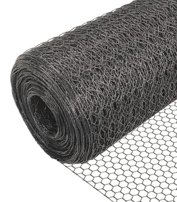 Produktbild von VOUNOT® Drahtzaun Sechskantgeflecht, Maschendrahtzaun, 1x25m, Maschenweite 13mm, PVC-Beschichtet Grau