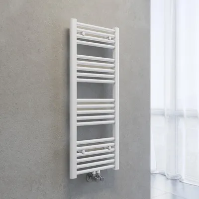 Immagine prodotto di Radiatore asciuga-asciugamani SONNI, dimensioni 1000 x 400 mm, colore bianco, sistema di riscaldamento ad acqua calda, senza resistenza elettrica