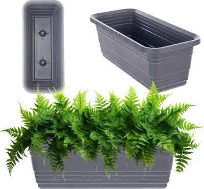 Image de KADAX Balcon Bac à fleurs Pot de fleurs 40cm Anthracite Bac à fleurs