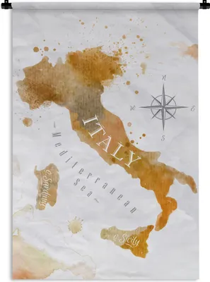 Produktbild von MuchoWow® Wandteppich Wandbehang Weltkarte - Farbe - Italien 120x180 cm Tapisserie Dekoration Wandtuch - Schlafzimmer - Dekorationen für das Haus