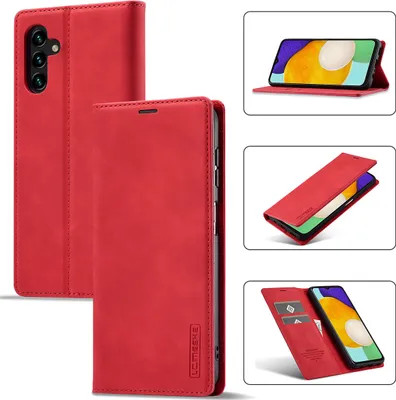 Image de Galaxy A13 5G Etui en cuir avec fonction stand et porte-cartes, étui portefeuille pour Samsung Galaxy A13 5G rouge