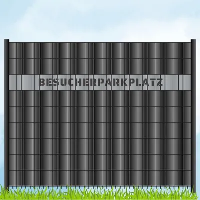 Produktbild von zaun|zu Sichtschutzstreifen mit Laser Beschriftung "BESUCHERPARKPLATZ"  Doppelstab Fenstergrau 2,55m