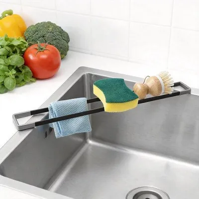 Zdjęcie produktu dla Uchwyt na ściereczki do mycia naczyń, 43 cm - silikonowy, antypoślizgowy - organizer do zlewu - utrzymuje czystość w kuchni
