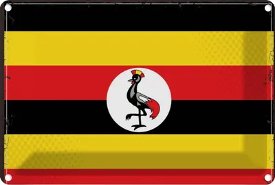 Produktbild von vianmo Blechschild 12x18 cm Ugandas Uganda Flagge Fahne Wappen