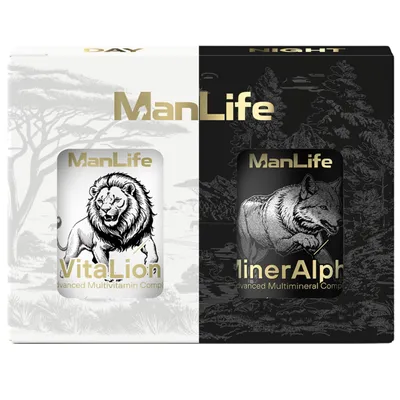 Produktbild von Vitaminen Und Mineralstoffe Für Männer Tag Und Nacht Set Multivitamin Komplex Mit Vitamin C D3 K2 Magnesium Zink ManLife 180 Kapseln