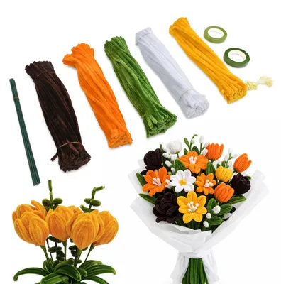 Pfeifenreiniger-Set 500-tlg. für DIY-Sonnenblumen, 5 Farben