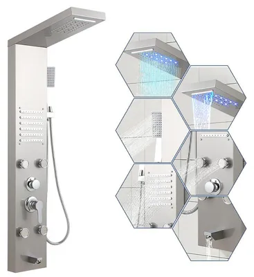 Obrázok produktu pre Ikodm sprchový panel, chrómový, dažďová sprcha, LED, digitálne ovládanie, nerezová oceľ