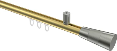 Produktbild von Interdeco Innenlaufstange / Gardinenstange mit Innenlauf Messing-Optik / Edelstahl-Optik, Typ Sonius Tanara (Konus Bicolor) Deckenmontage, 20 mm Ø 1-läufig, 160 cm